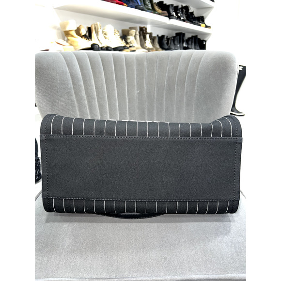 Chanel 23P Deauville Black White Stripe Large Shopping 30cm Top Handle Tote Bag - Picture 12 of 12